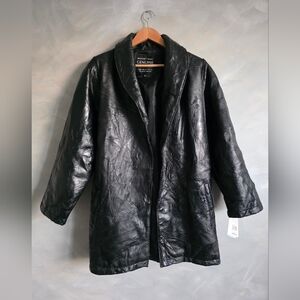 Vtg Lambskin Leather Trench Italian Mosaic Design Patchwork Belted Jacket Coat M